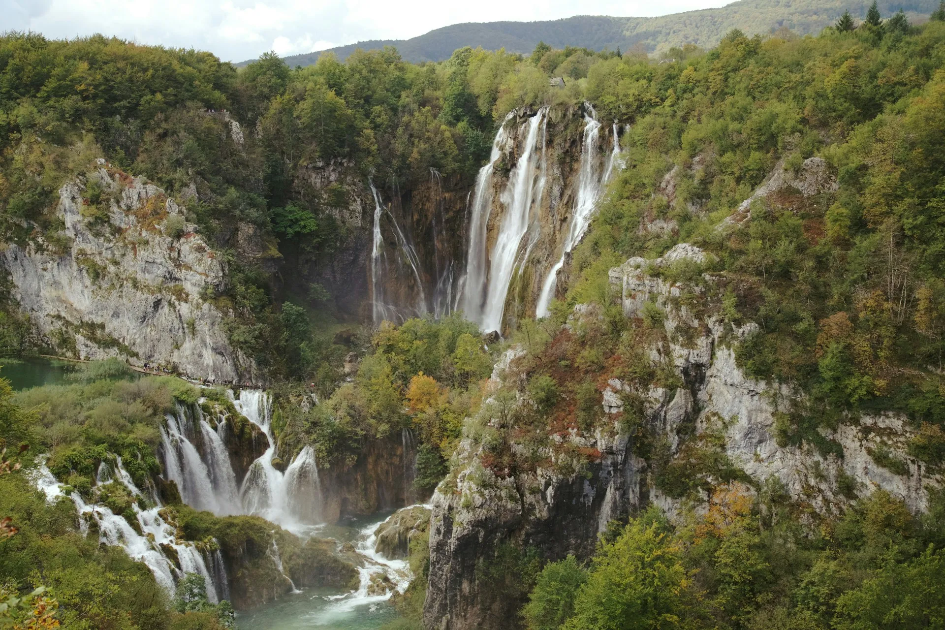 Waterfalls at Plitvice Lakes National Park on a day trip from Šibenik